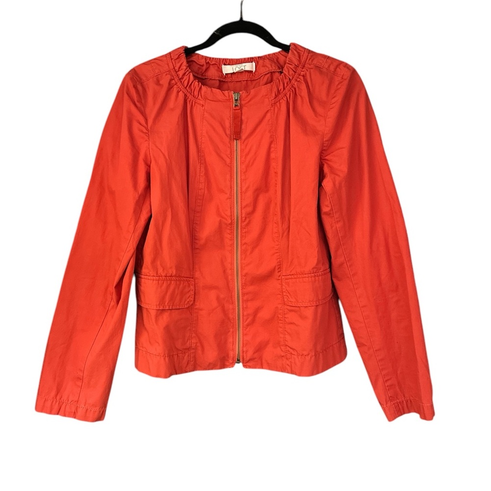 LOFT Poppy Colored Lightweight canvas Jacket, Size M, NWOT